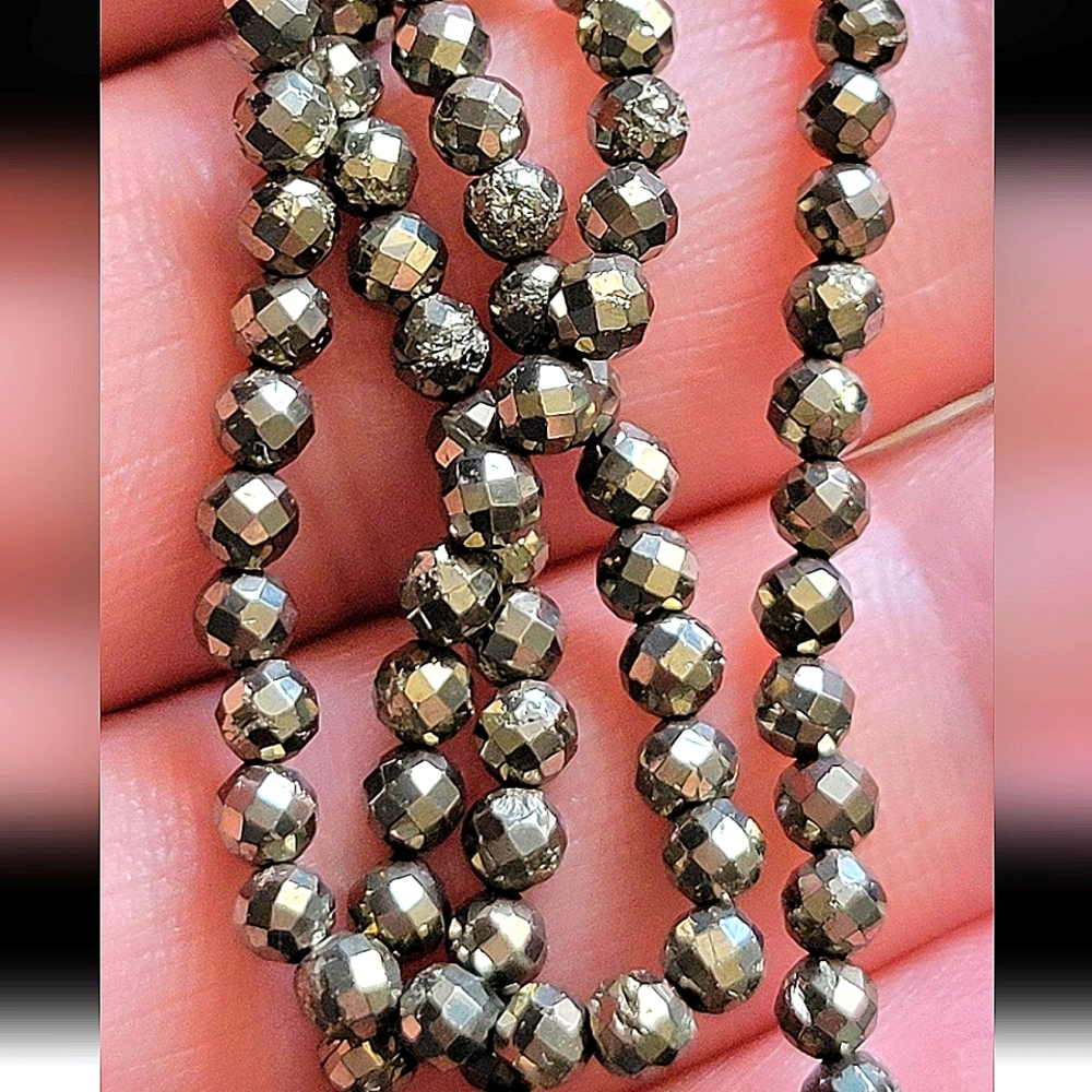 20pcs. Natural Pyrite Crystal Rondelle Shape Faceted Beads 3.5X3.5mm